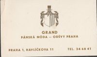Vizitka Grand pánská móda - oděvy Praha
